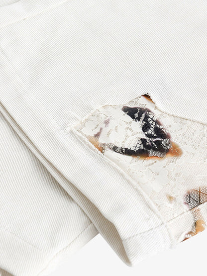 Thesupermade American Retro Lace Patchwork Jeans 