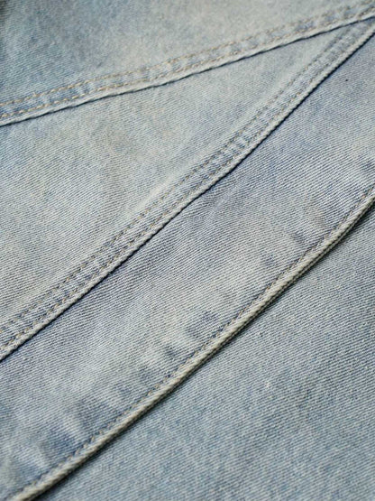 Washed Distressed Deconstructed Split Denim Shorts 