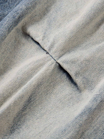 Distressed Washed Pleated Jeans 