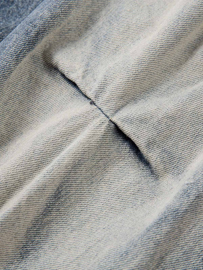 Distressed Washed Pleated Jeans 