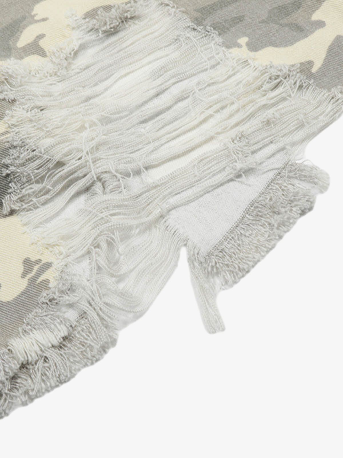 Ripped Applique Embroidered Camouflage Jorts 
