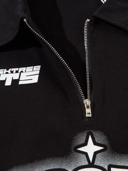 Thesupermade Star Contrast Color Long Sleeve Quarter Zipper Shirt 