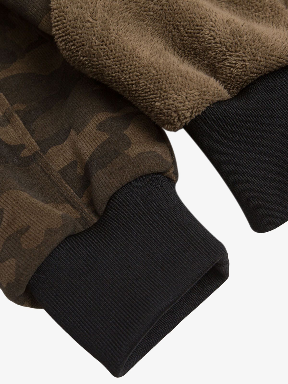 Camouflage Spliced Fur Hooded Fleece Jacket - 2262 