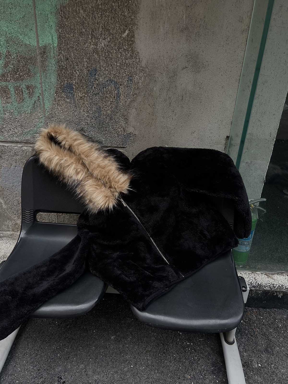 Thesupermade Fur Hooded Quilted Sherpa Jacket - 2304 