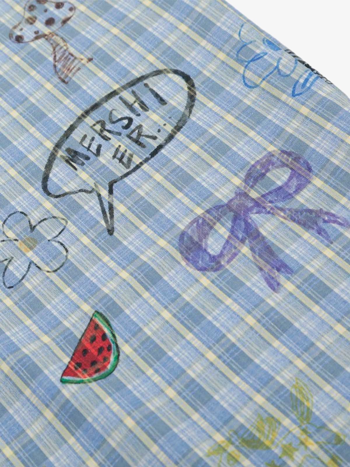 Fun Floral and Fruit Prints Plaid Pants 