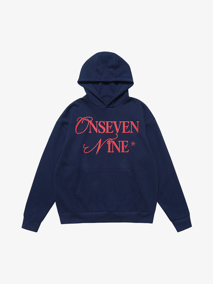 Basic Letter Print Fleece Hoodie 