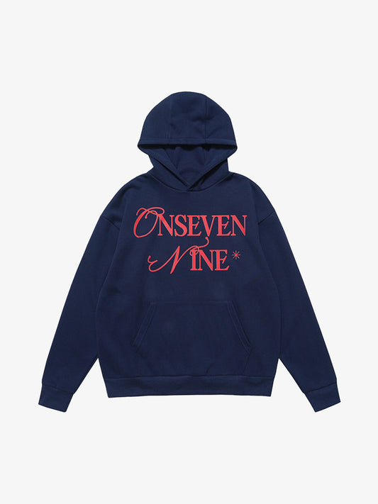 Basic Letter Print Fleece Hoodie 