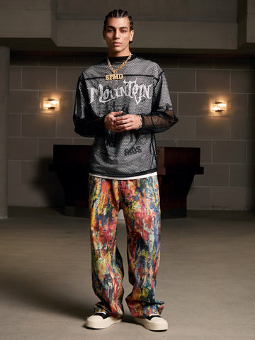 Street Oil Painting Color Straight Jeans - 2348 