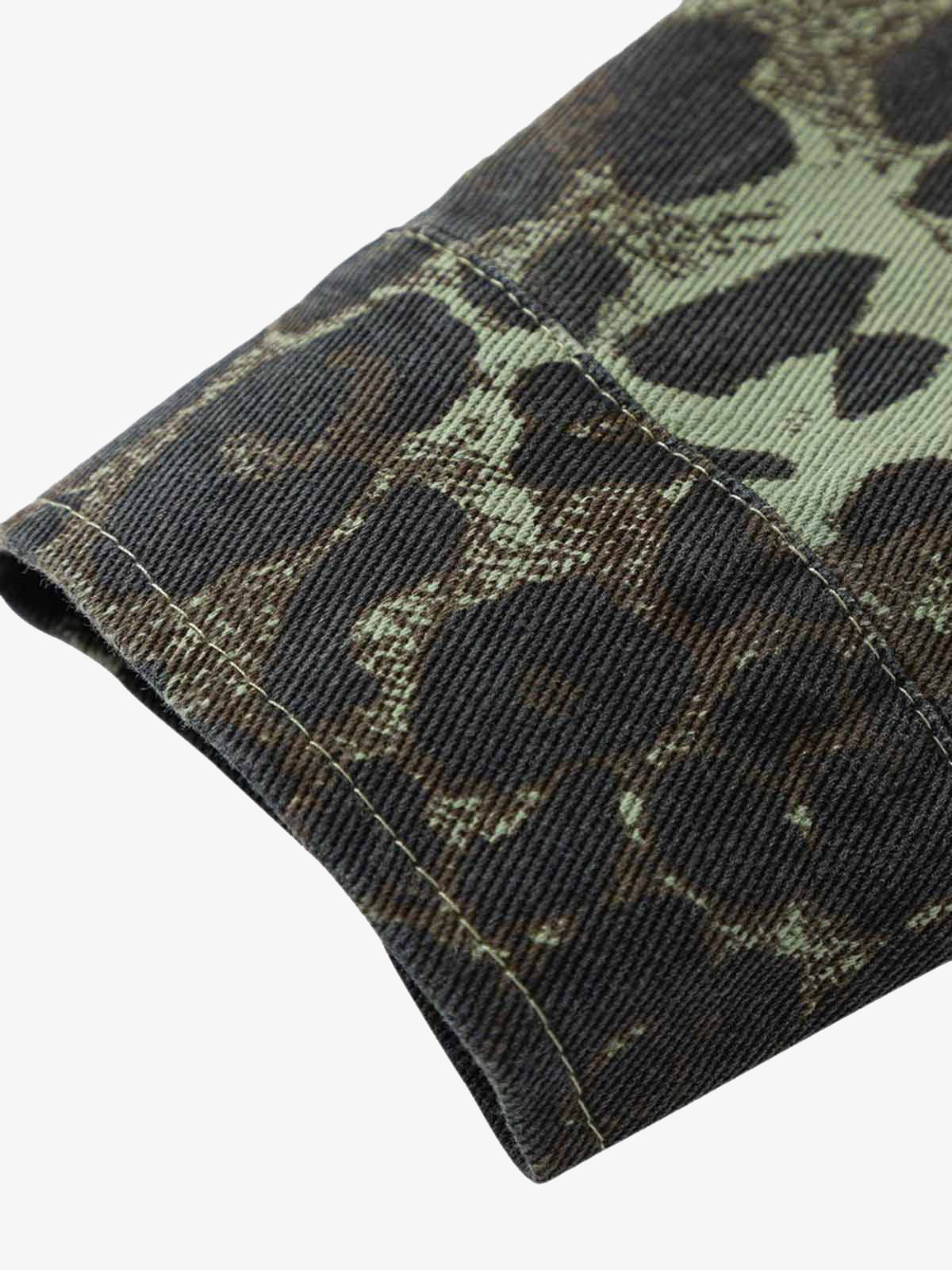 Retro Cheetah Print Workwear Long-Sleeve Shirt 