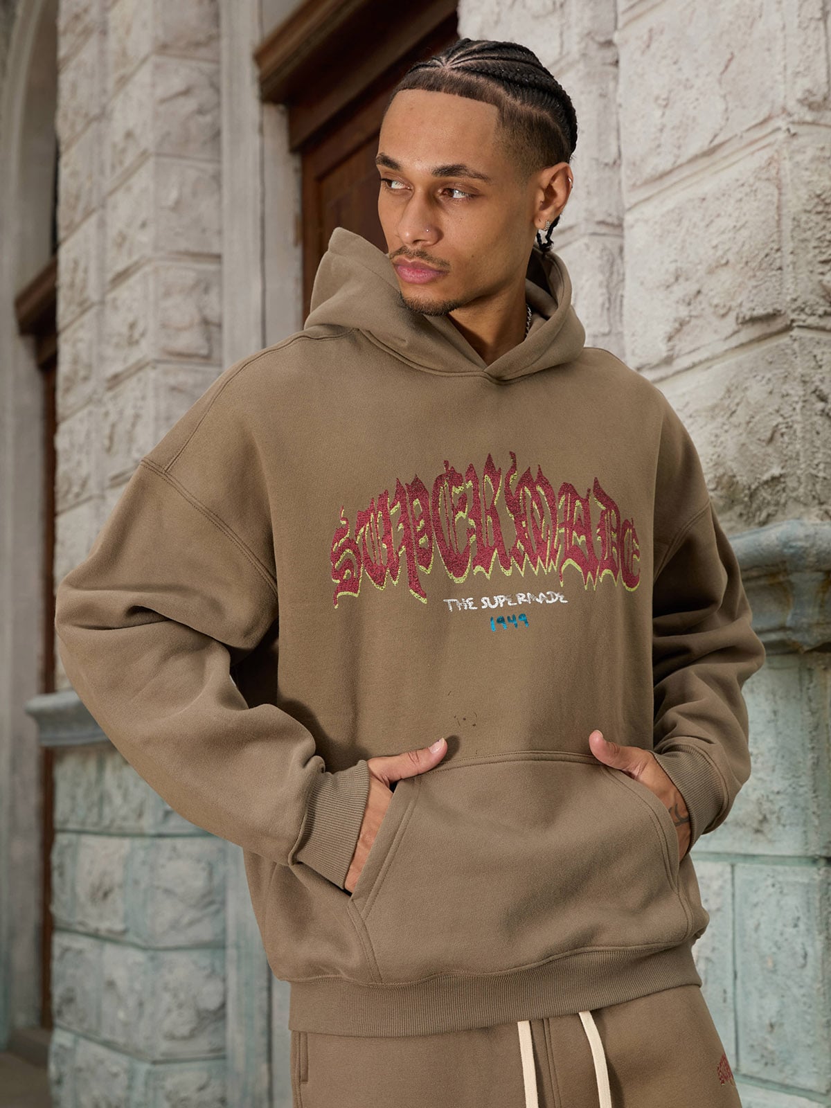 Thesupermade Oversized Graphic Hoodie Set 