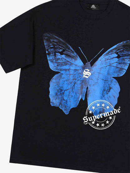 Thesupermade Street Hip-Hop Butterfly Stamp T-shirt - 2130 