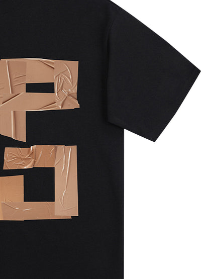 Original Tape Layered Letter Print T-shirt 