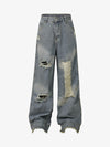 Thesupermade Washed Ripped Baggy Jeans 