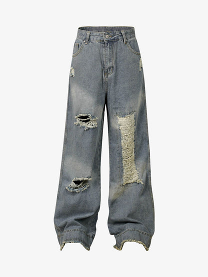 Thesupermade Washed Ripped Baggy Jeans 