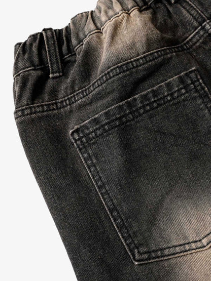 Washed Distressed Raw Edge Denim Jorts 