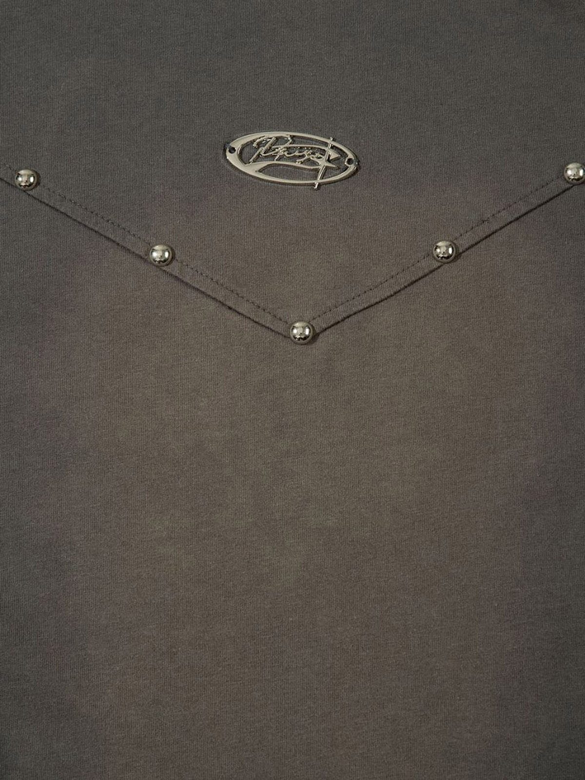 Vintage Washed Stitching Rivets T-shirt 