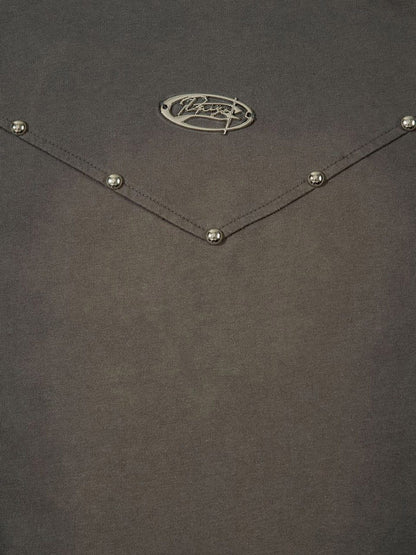 Vintage Washed Stitching Rivets T-shirt 