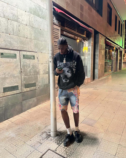 Thesupermade Craftsmanship Ripped Floral Denim Shorts - 2135 