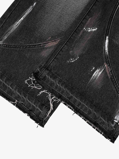 Thesupermade High Street Hip Hop Distressed Washed Jeans 