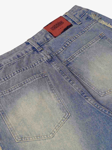Thesupermade Washed Distressed Raw Edge Baggy Jeans - 2271 