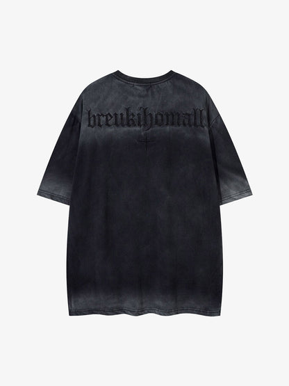 Oversized Cross and Studed T-Shirt 