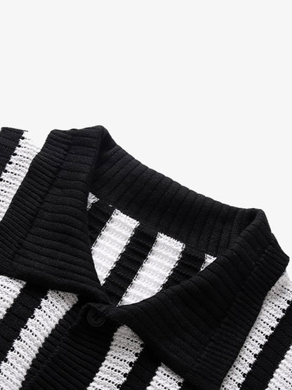 Cleanfit Striped Knit Cardigan Shirt 
