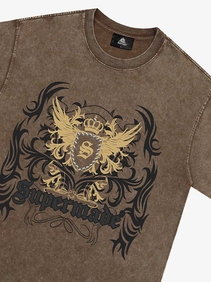 Crown Print Studded Short Sleeve T-shirt 