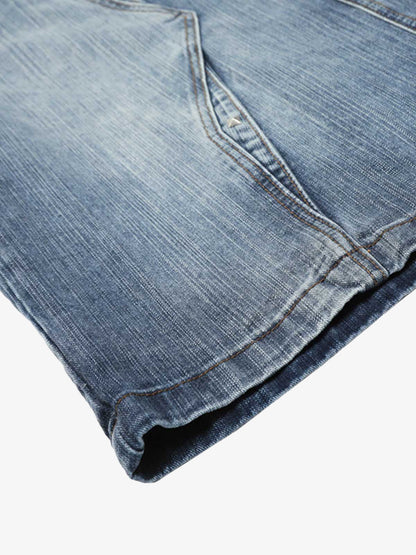 Washed Distressed Deconstructed Riveted Jorts 