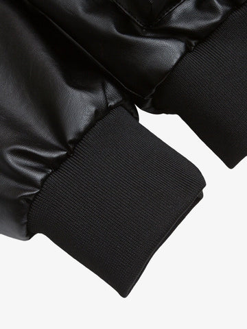 Deconstructed Multi Pocket Fur Hooded PU Leather Jacket - 2566 