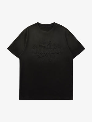 Thesupermade Retro Street Gradient Star Embroidery Rap T-Shirt 