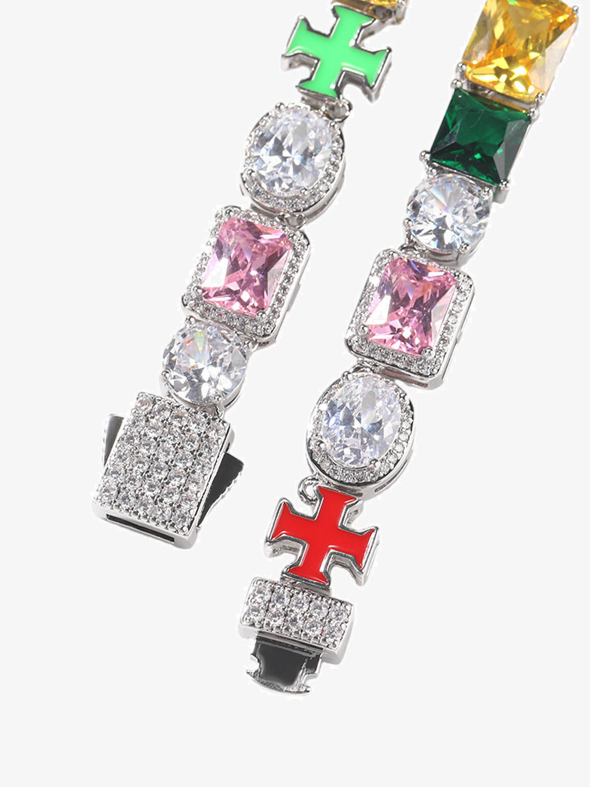 Colorful Zircon Evil Eye Cross Necklace 