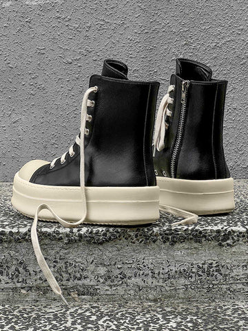 Rubber Sole High-Top Side Zipper Platform Sneakers - 2273 