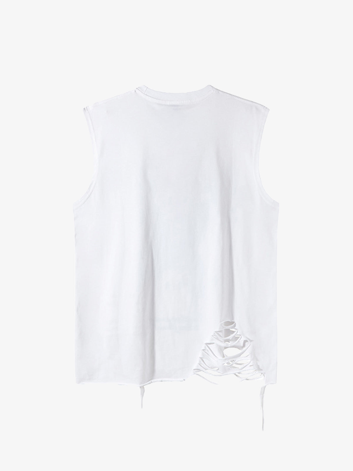 Asymmetric Distressed Graffiti Chain Vest 