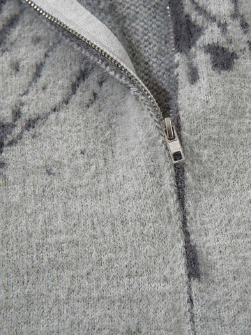 Thesupermade Butterfly Jacquard  Knit Mock Neck Sweater 