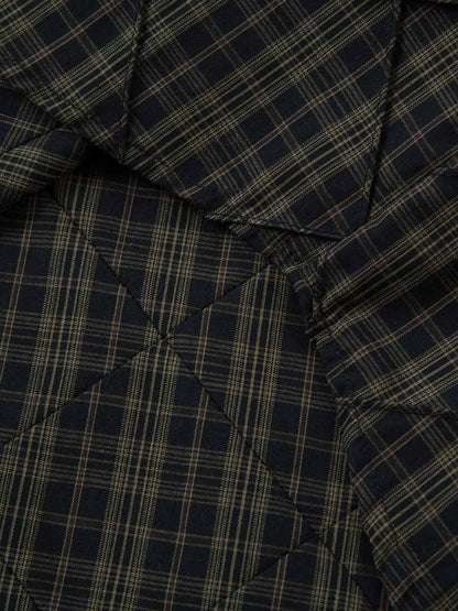 Heavy Plaid Pleated Striped Faux Two-Piece Polo Shirt 