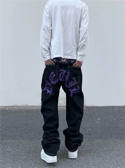 Thesupermade Petal Letter Straight Jeans 