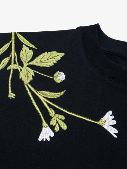 Floral Embroidered Oversized Short Sleeve T-Shirt 