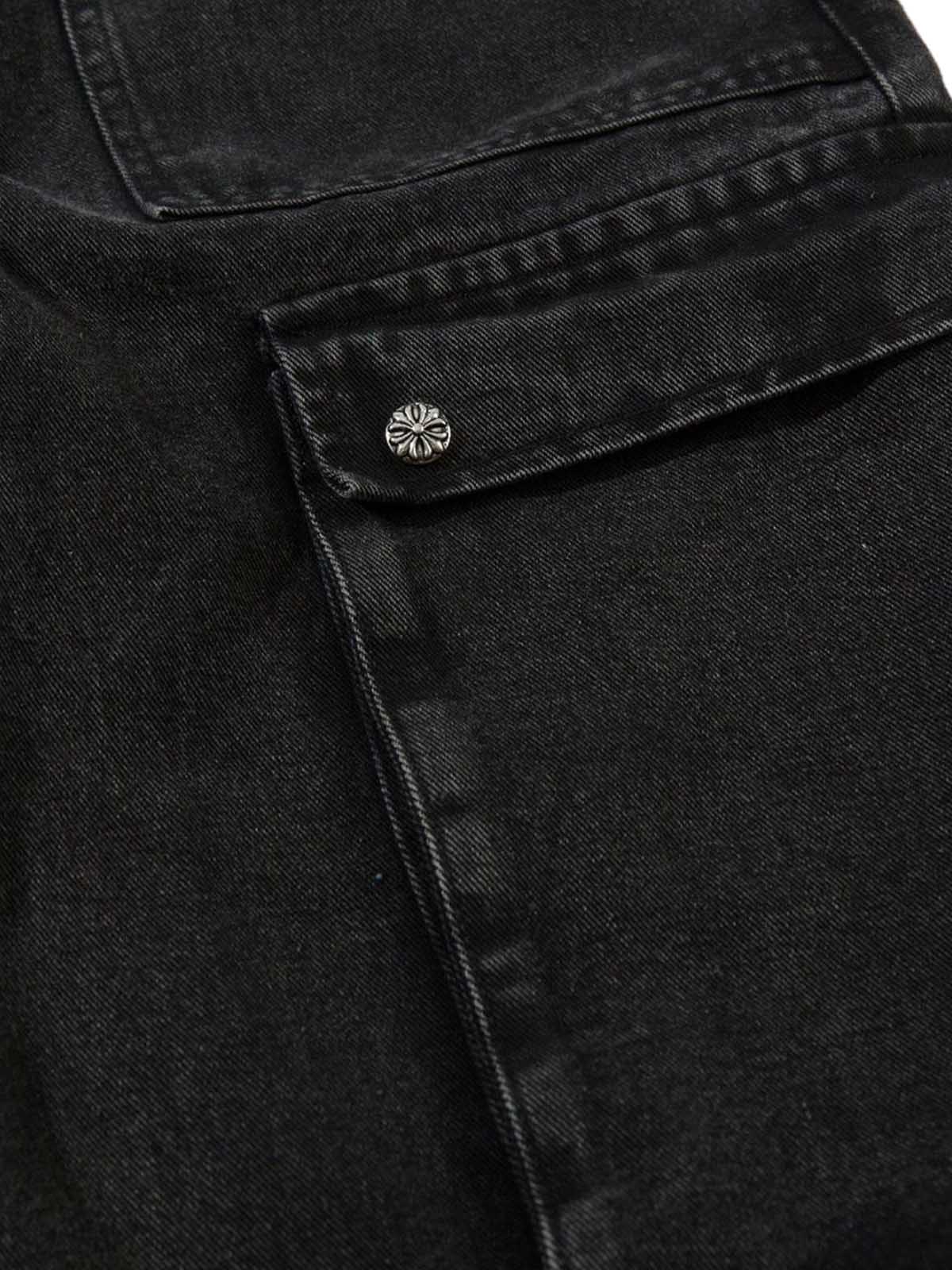 Grommet Design Multi-Pocket Cargo Jeans 