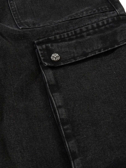 Grommet Design Multi-Pocket Cargo Jeans 