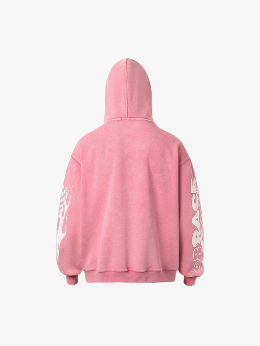 Thesupermade Washed Racing Zip Up Hoodie 