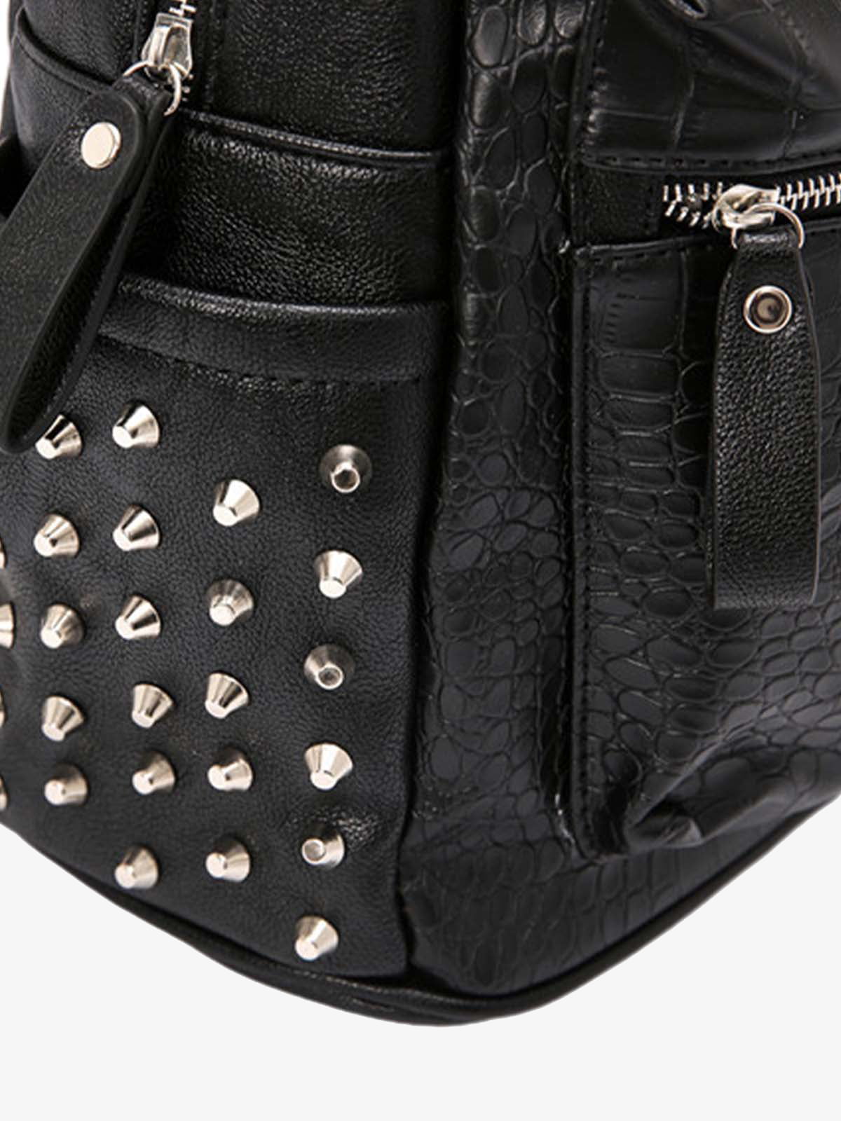 Rivet Crocodile-Print Backpack - 2464 