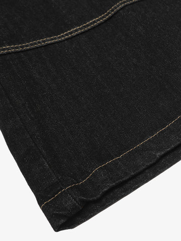 Contrast Stitched Patch Pocket Denim Jorts 