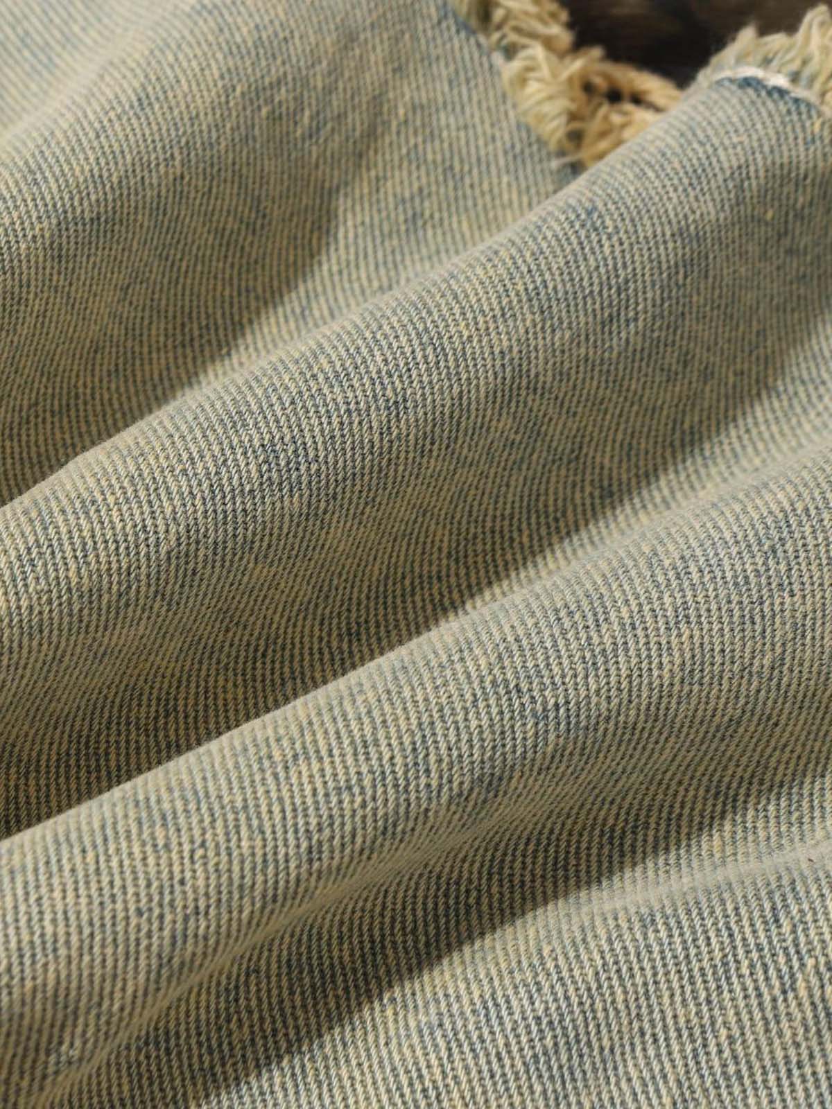 Distressed Raw Edge Patch Jeans 