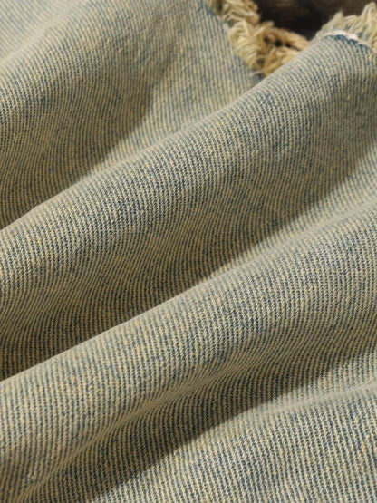 Distressed Raw Edge Patch Jeans 