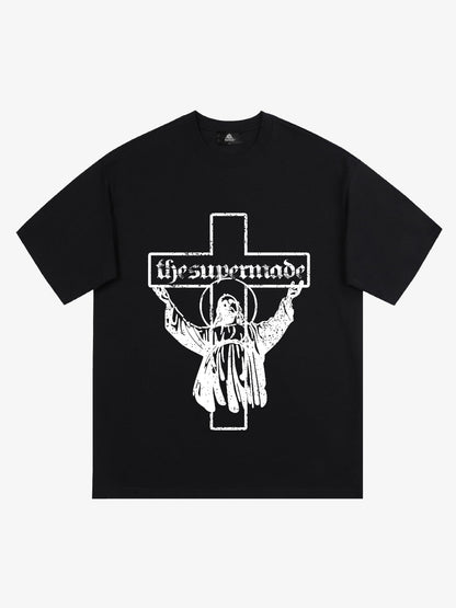 Original Distressed Cross Graphic T-Shirt 
