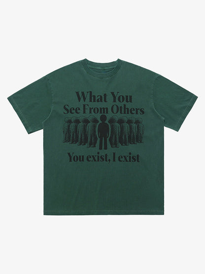 Street Retro Portrait Letter Print T-Shirt 