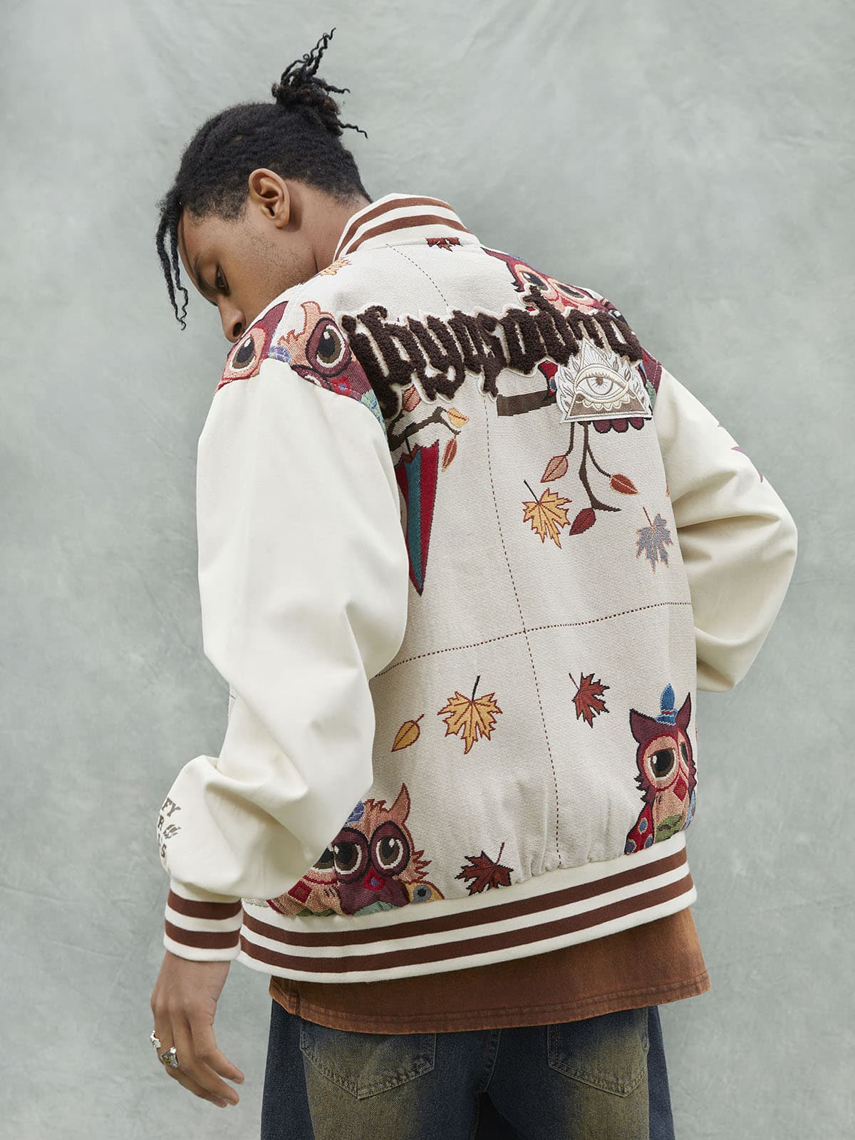 Thesupermade Owl Patch Embroidered Baseball Jersey 