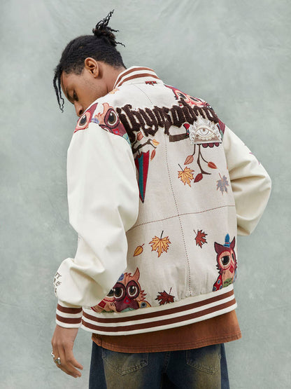Thesupermade Owl Patch Embroidered Baseball Jersey 