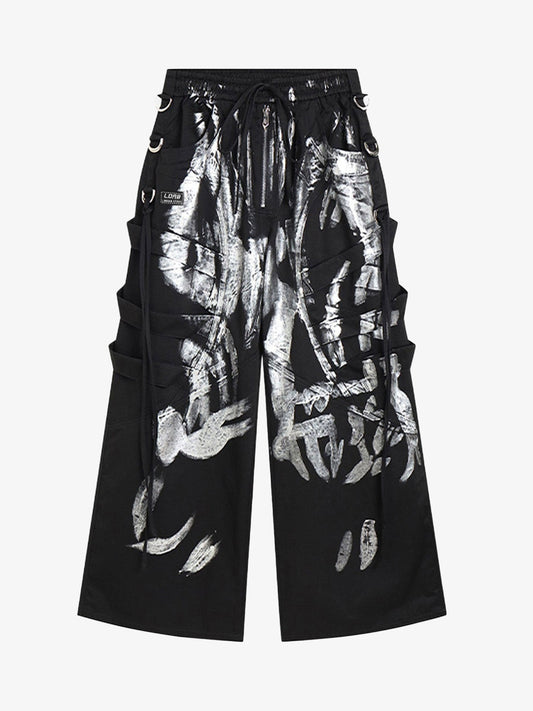 Deconstructed Brushed Silver Ribbon Drawstring Pant - 2177 