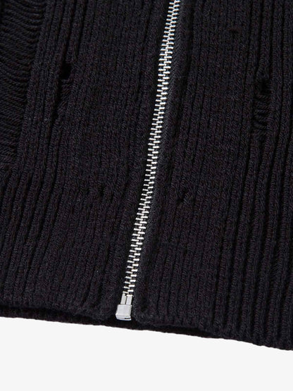 Cleanfit Black Knit Zip-Up Short-Sleeve Shirt 
